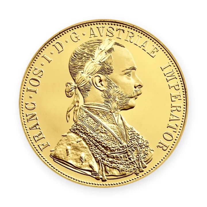 Veliki dukat Franc Jozef 1915 (četvorostruki dukat), avers sa poprsjem cara, zlatnik 13,96 g, 40 mm